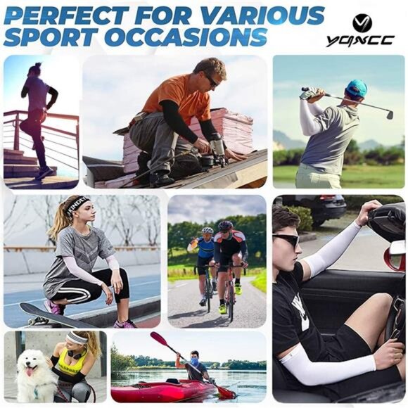 4 Pairs Arm Sleeves for Men Women, UPF 50 Cooling UV Sun Protection - Picture 2 of 14